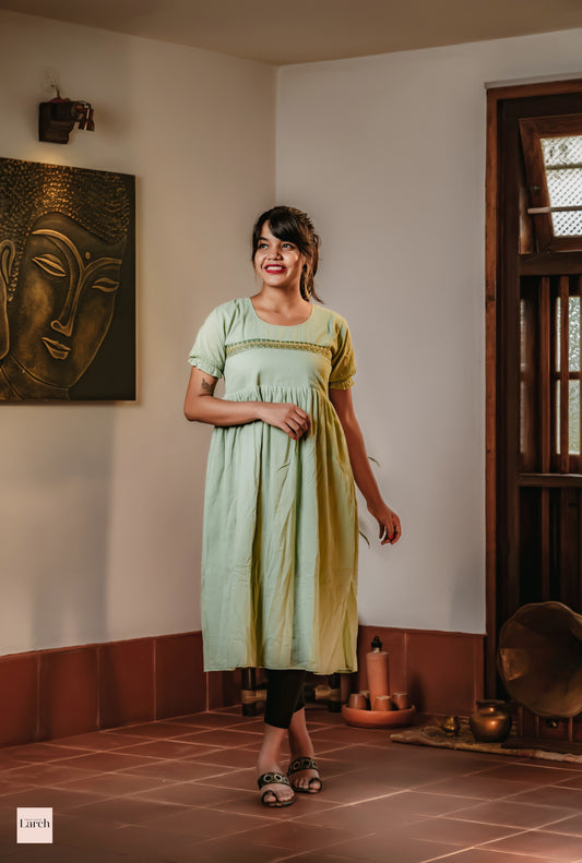 Emerald Elegance Flared Kurta