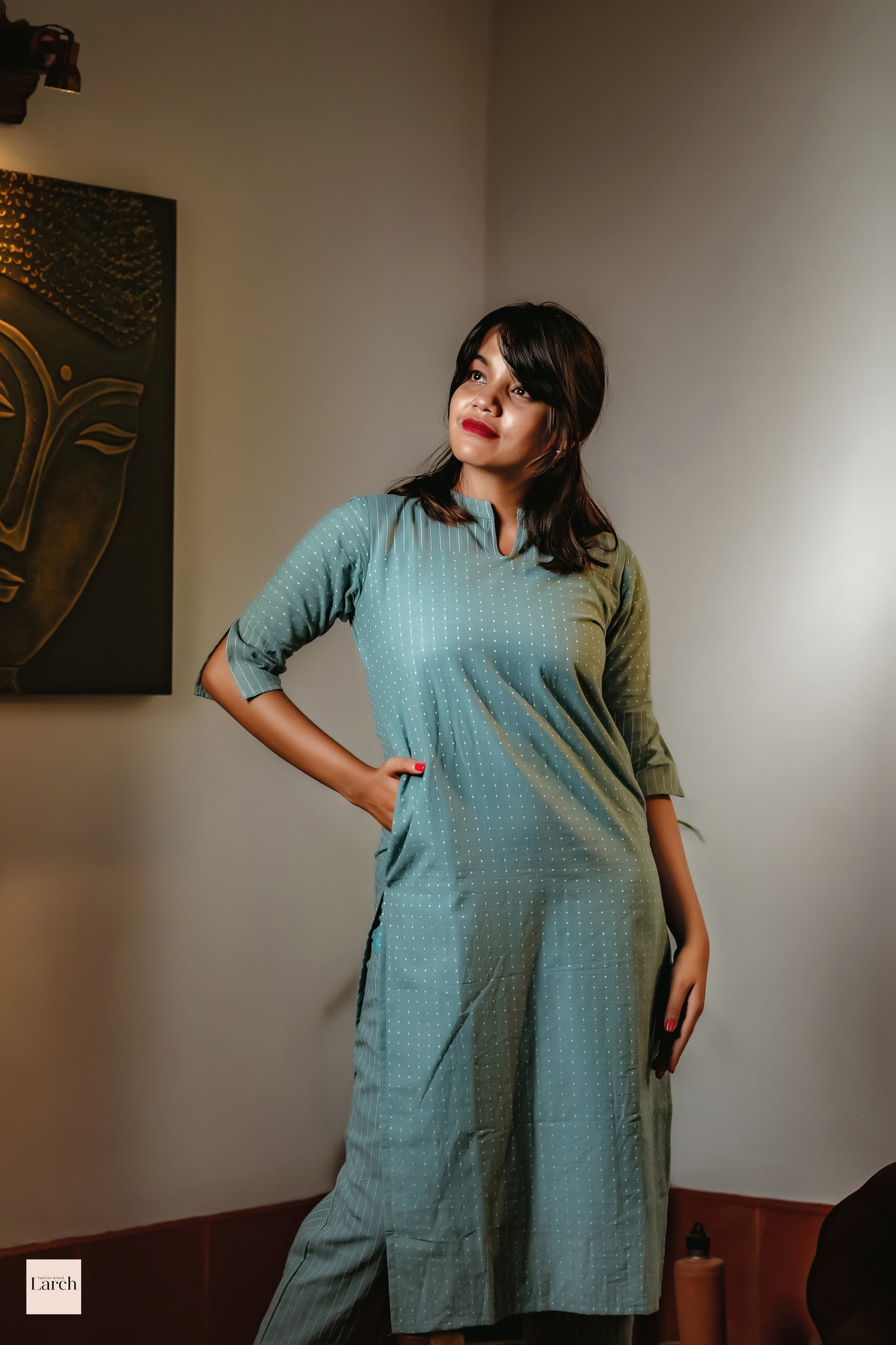 Cotton Woven Grey Kurta Set