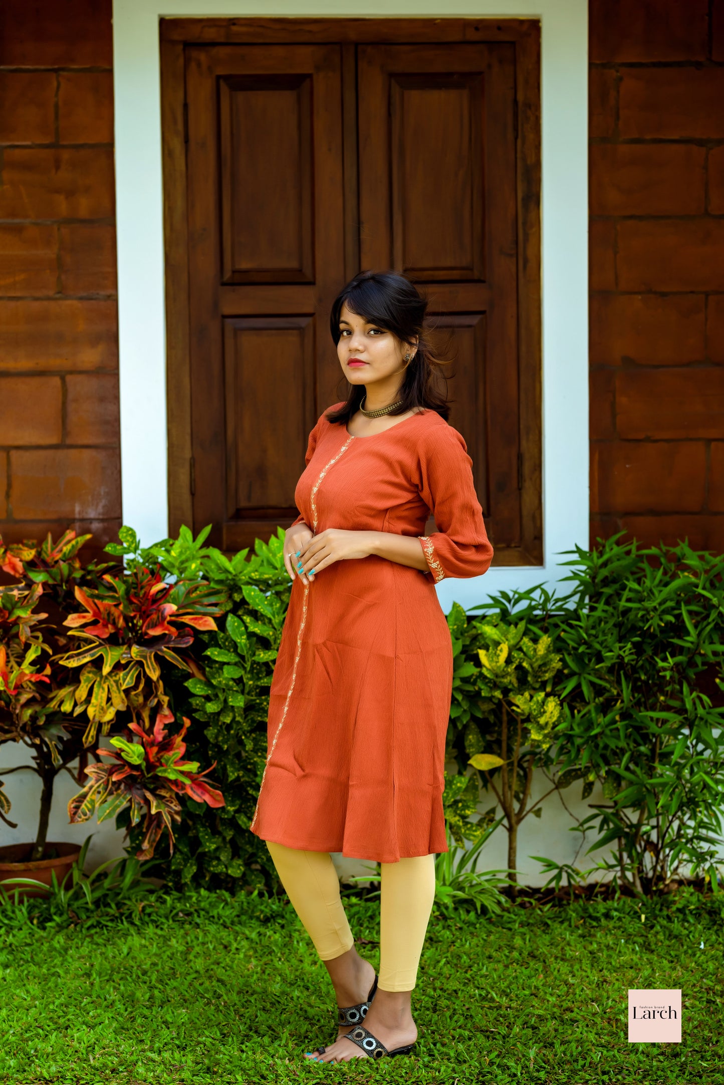  Brown Cotton Aline Womens Kurta | Larch Fashion Brand