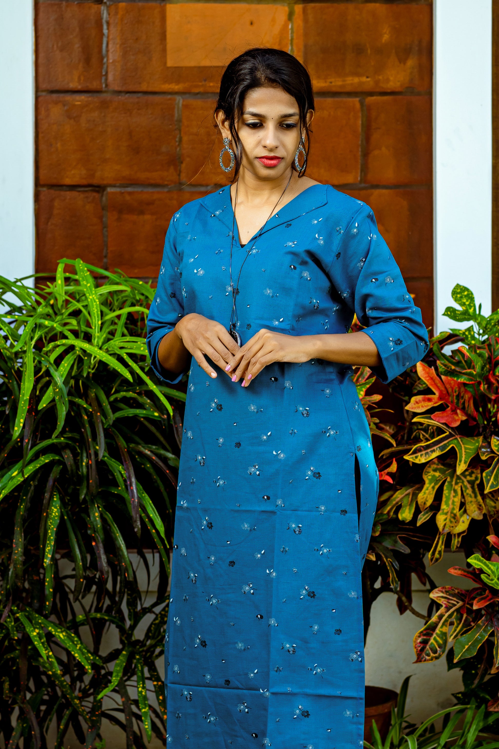 Blue Linen Cotton Straight Kurta | Larch Fashion Brand