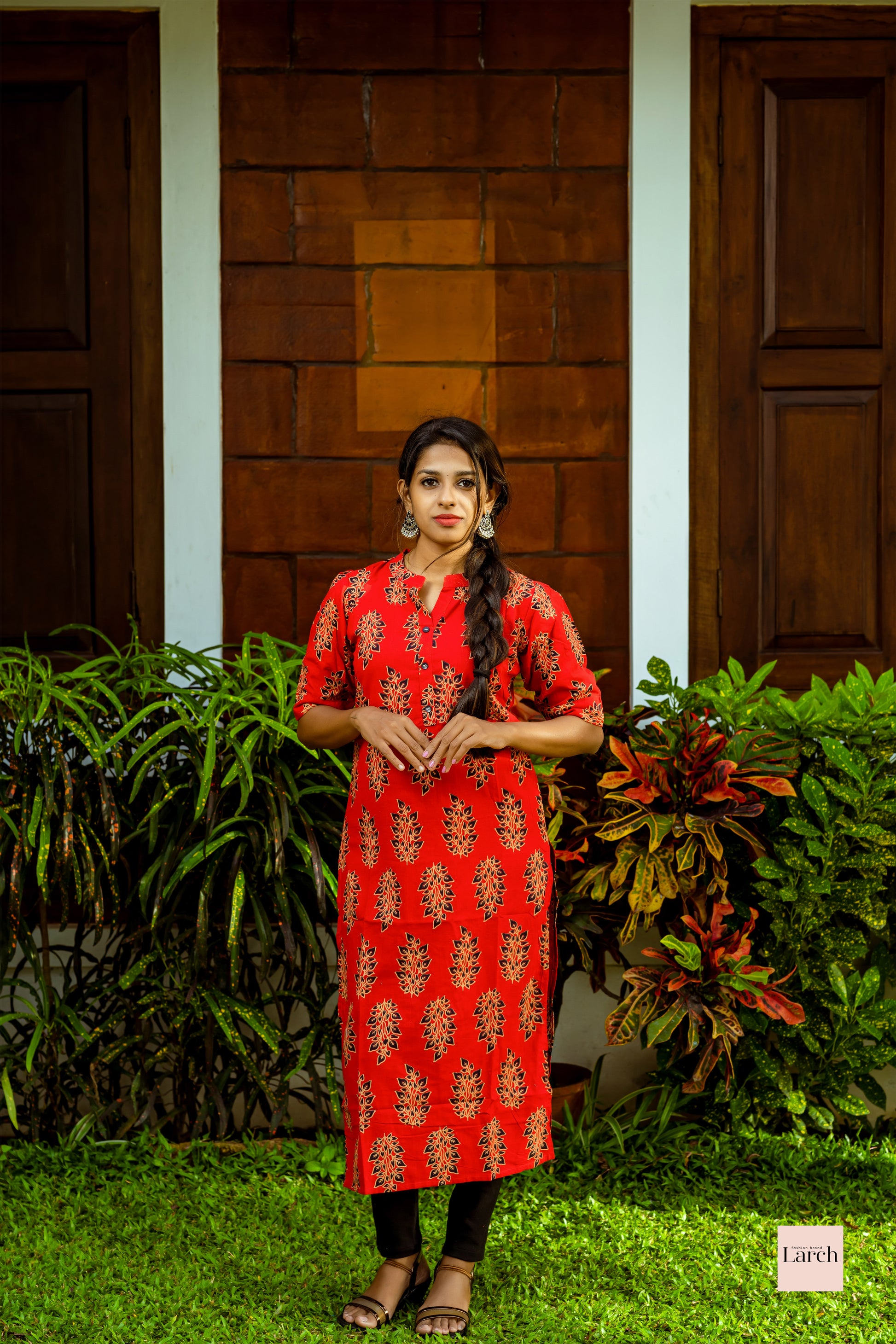 Esa Ajrak Red Pure Cotton Womens Kurta | Larch Fashion Brand