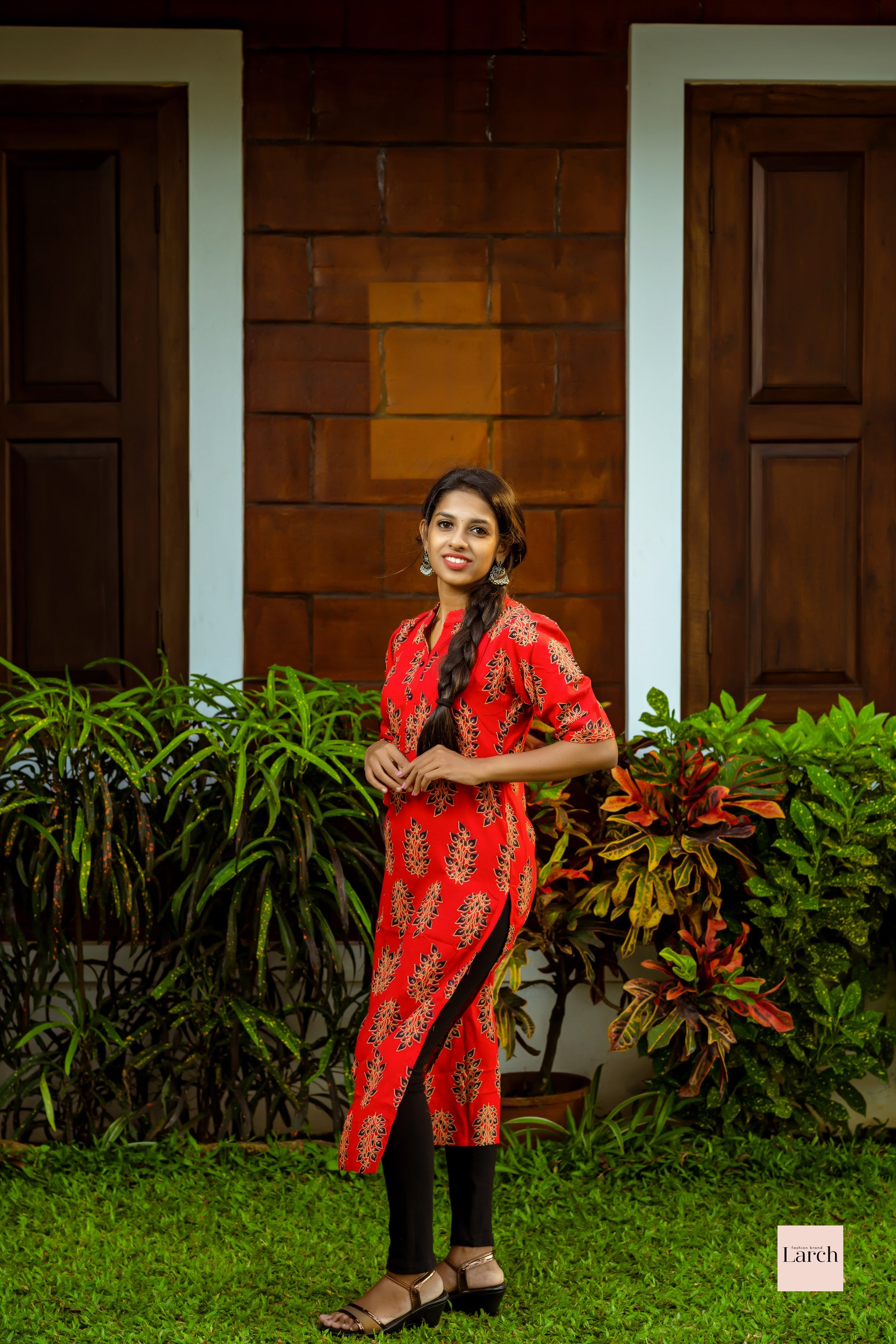 Esa Ajrak Red Pure Cotton Womens Kurta | Larch Fashion Brand